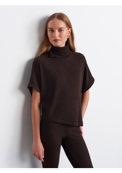 32239 Asimetrik Kesim Boğazlı Top-Kahve modelleri