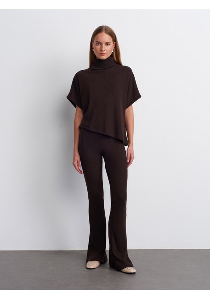 32239 Asimetrik Kesim Boğazlı Top-Kahve indirimleri