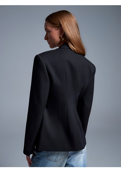 60774 Fitted Kesim Vatkalı Blazer-Siyah fiyatları