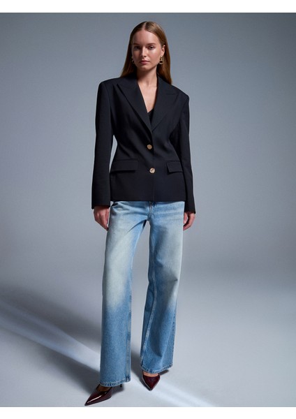 60774 Fitted Kesim Vatkalı Blazer-Siyah indirimleri