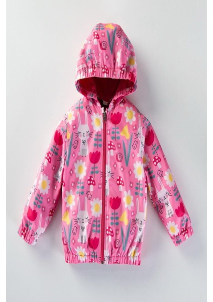 Kız Çocuk Kapüşon Detaylı Yağmurluk - Rüzgarlık
