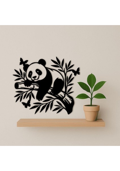 Bambu Üzerinde Sevimli Panda Ahşap Duvar Dekoru | Çocuk Odası ve Kreş Için Benzersiz Hediye