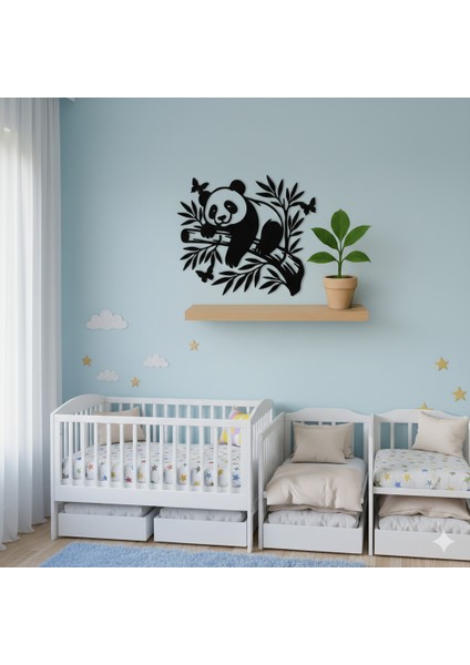 Bambu Üzerinde Sevimli Panda Ahşap Duvar Dekoru | Çocuk Odası ve Kreş Için Benzersiz Hediye fiyatları