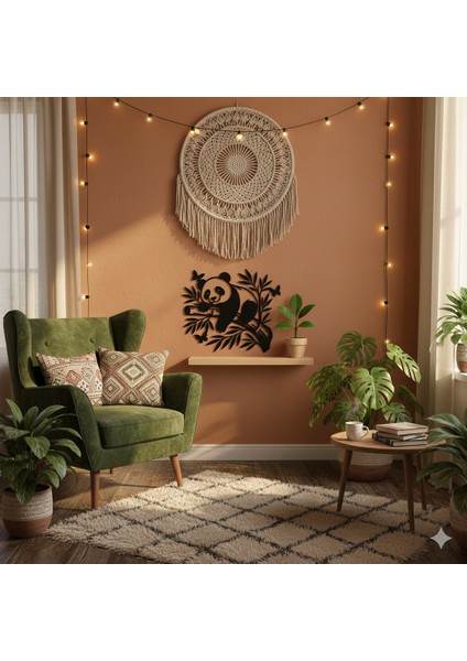 Bambu Üzerinde Sevimli Panda Ahşap Duvar Dekoru | Çocuk Odası ve Kreş Için Benzersiz Hediye modelleri