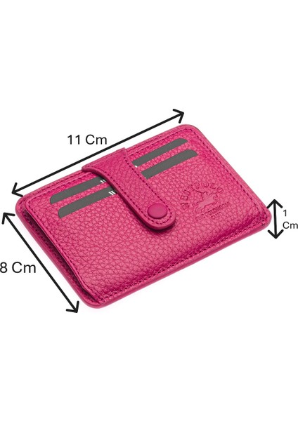 Carpi Çok Bölmeli Unisex Hakiki Flötr Deri Kartlık - Fuşya