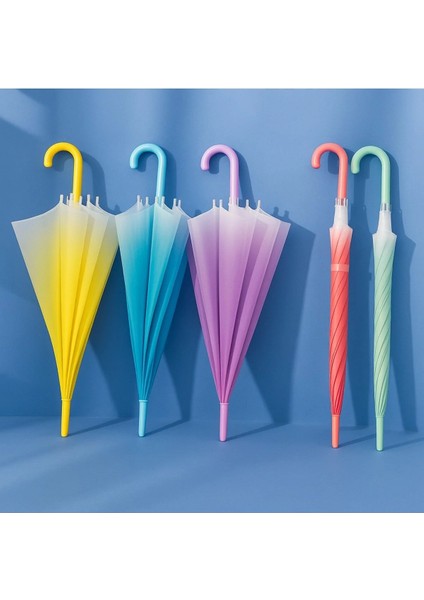 Renkli Şeffaf Şemsiye Çocuk Şemsiyesi Mavi-Sarı-Pembe-Mor Şeffaf Şemsiye