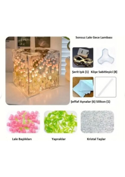 El Yapımı Üç Boyutlu Lale Simülasyon Gece Lambası, Masaüstü Dekoru fiyatları