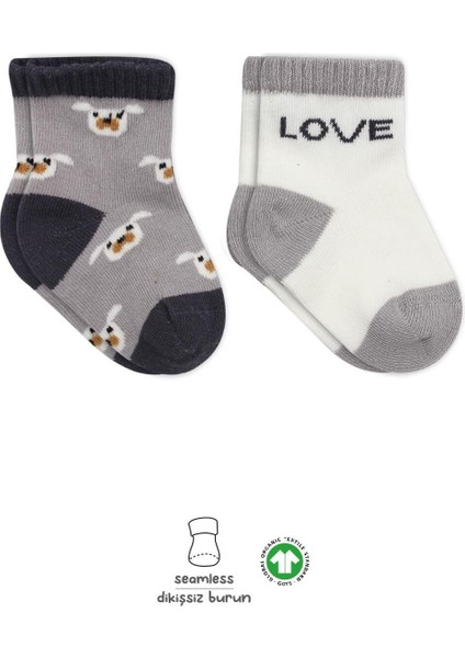 Bistyle Love Dog Penye Soket Çorap 2'li BS10118 Gri