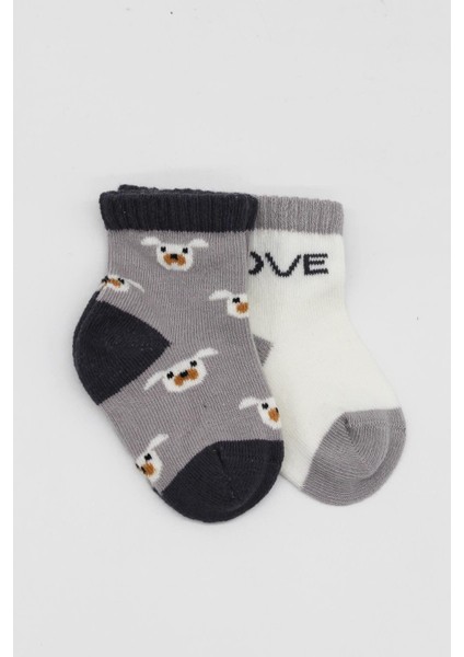 Bistyle Love Dog Penye Soket Çorap 2'li BS10118 Gri fiyatları