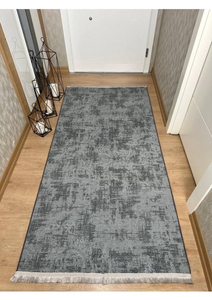Antrasit Renkli Kabartmalı Yıkanabilir Kaymaz Taban Halı modelleri
