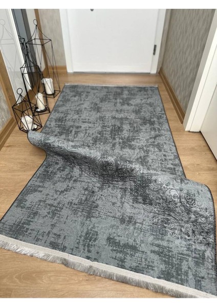 Antrasit Renkli Kabartmalı Yıkanabilir Kaymaz Taban Halı fırsatları