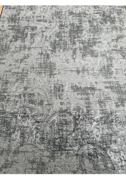 Antrasit Renkli Kabartmalı Yıkanabilir Kaymaz Taban Halı