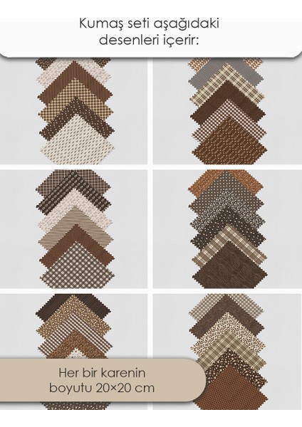 Patchwork Kumaş Seti – 35 Desen 20X20 cm | %100 Pamuk Saten | Tek Parça Kumaş | Dikiş, El Işi ve Quilting Için Özel Tasarım
