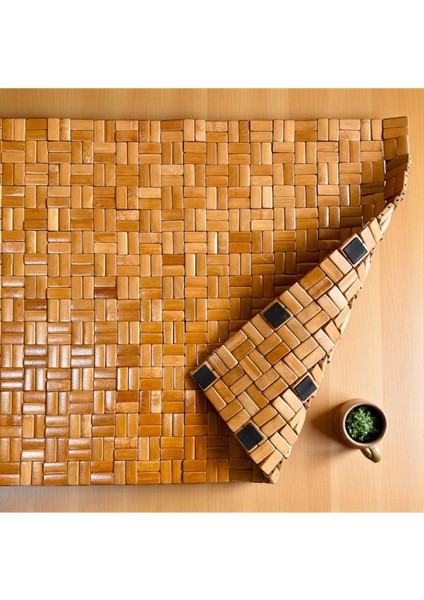 Doğal Bambu Kaydırmaz Banyo Paspası 70X45 Cm, Kahverengi Renk fırsatları