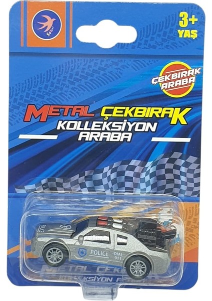 Çek Bırak Metal Küçük Arabalar 8 cm - SH40031 - Gri Polis Arabası (Lisinya) indirimleri