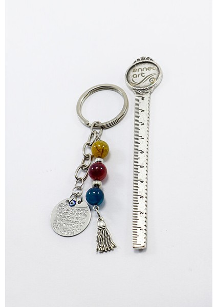 Doğal Taşlı Metal Ayetel Kürsi Dualı Anahtarlık, Farklı Renklerde Akik Taşları Çanta Süsü indirimleri