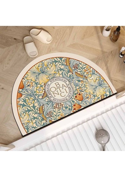 Çok Renkli Emici Duş Önü Banyo Halısı, Klozet Önü Yarım Ay Tasarım