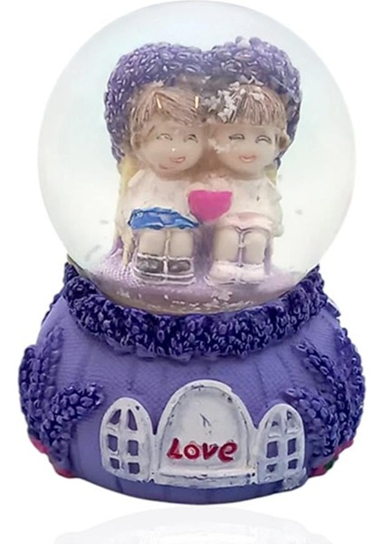 Sevgi Temalı Çift Işıklı Kar Küresi