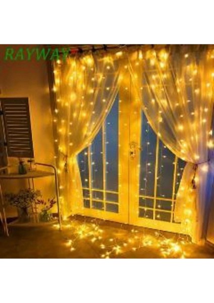 LED Perde Işığı, Kumandalı, 8 Animasyon, Usb, 3X3M, Günışığı, 300 LED