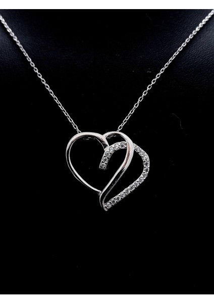 925 Ayar Gümüş Kalpli Zirkon Taşlı Kadın Gümüş Kolye fiyatları