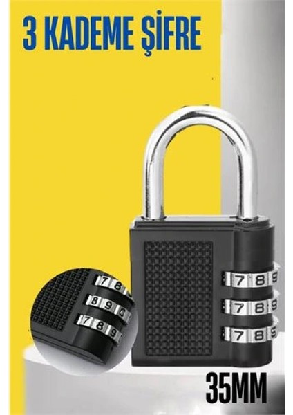 Modacar Şifreli Asma Kilit 3 Kademe 35 mm fiyatları