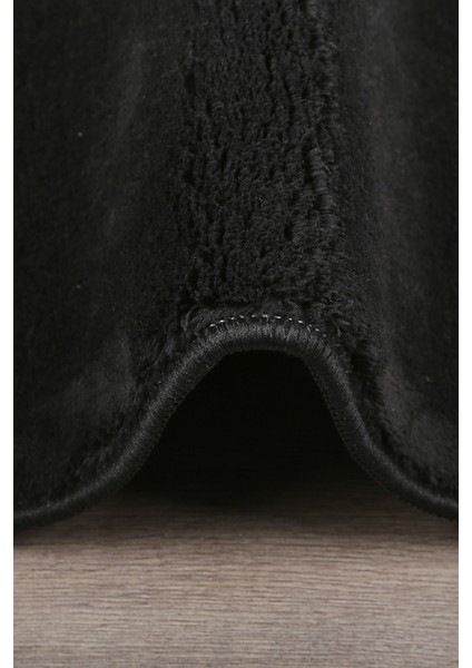 Siyah Uzun Tüylü Peluş Püsküllü Kaymaz Yıkanabilir Saçaklı Halı fırsatları