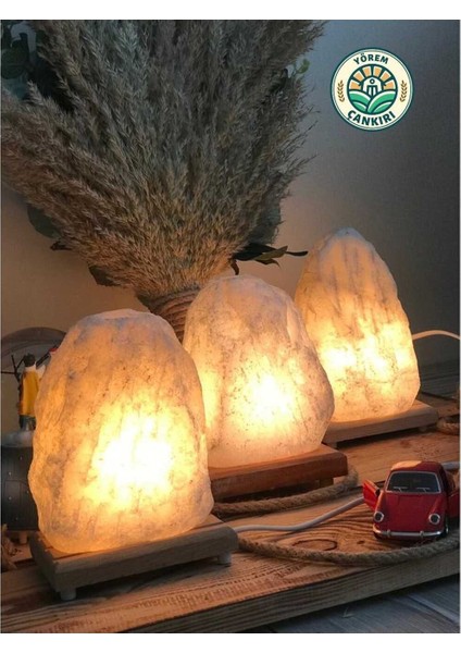 Doğal Çankırı Kaya Tuzu Tuz Lambası, 2-3 Kg, Beyaz, Sağlıklı ve Şık Aydınlatma Seçeneği