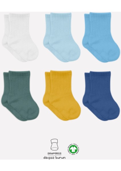 Bistyle Mix Penye Soket Çorap 6'lı BS10101M Turkuaz