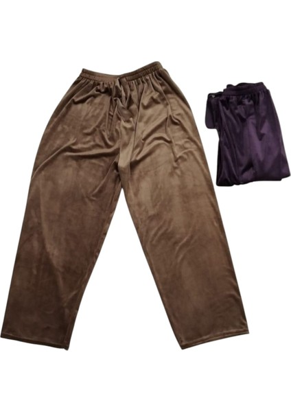 Kadın Bayan Fransız Kadife Battal Büyük Beden Bel Lastikli Cepsiz Eşofman Altı Pantolon Pijama Tayt fiyatları