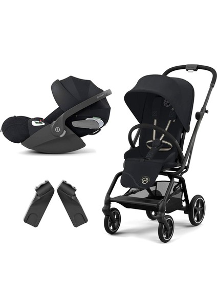 Eezy S Twist+2 (Magic Black) + Eezy Twist Adaptör + Cybex Cloud T Isize (Sephia Black)