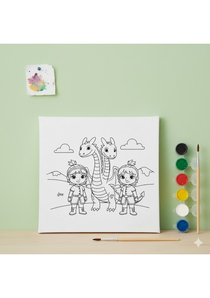 Çocuklar Için Ejderhanı Nasıl Eğitirsin Koleksiyonu: Ikizler ve Baştankara Temalı Hobi Boyama Tuvali