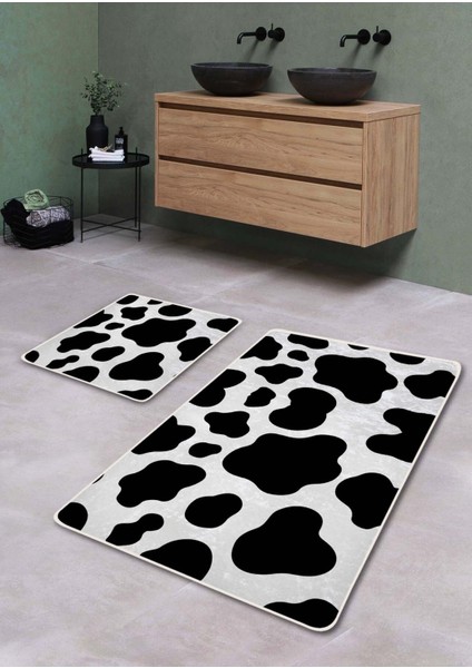 Çiftli Animal Desenli Kaymaz Banyo Paspası, Yıkanabilir, Şık ve Konforlu 60X100 cm