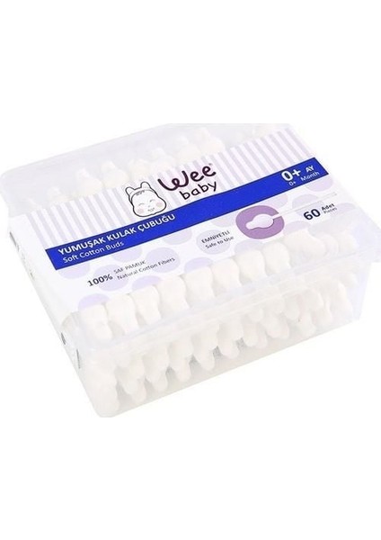 Wee Baby Yumuşak Kulak Temizleme Çubuğu Emniyetli (60ADET) 894