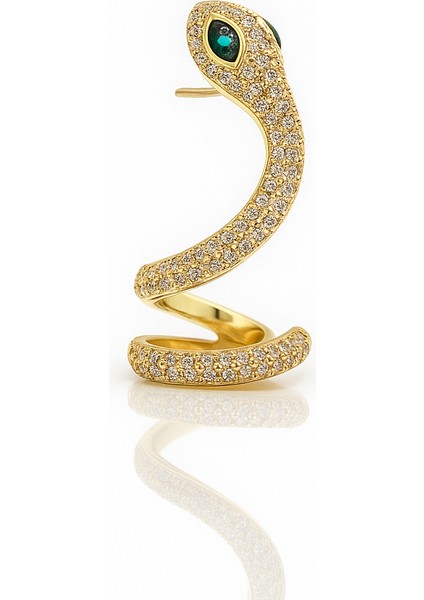 14K Gold Plated Ear Snake Stud Küpe