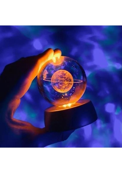 Renkli Aydınlatmalı 3D Satürn Gezegenli Masaüstü Cam Küre fiyatları