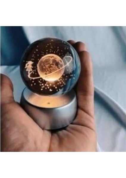 Renkli Aydınlatmalı 3D Satürn Gezegenli Masaüstü Cam Küre modelleri