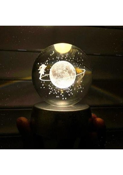 Renkli Aydınlatmalı 3D Satürn Gezegenli Masaüstü Cam Küre fırsatları