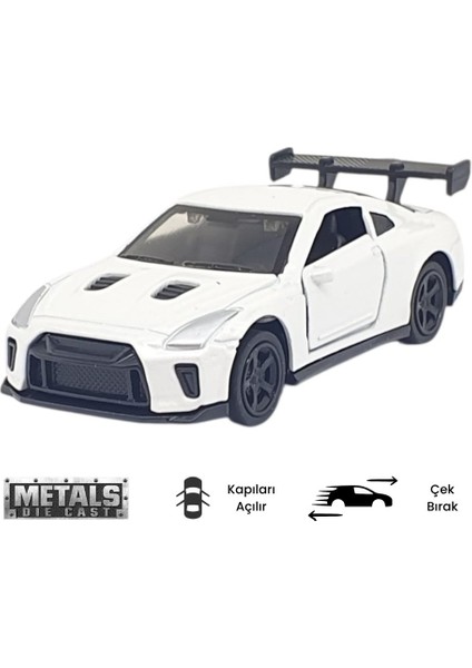 Çek Bırak Metal Küçük Arabalar 8 cm - 6411A - Beyaz