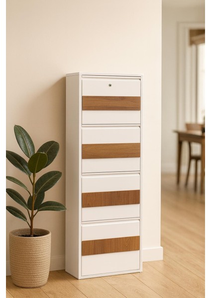 4 Lü Ahşap Desenli Metal Ayakkabılık Karlı Home fiyatları