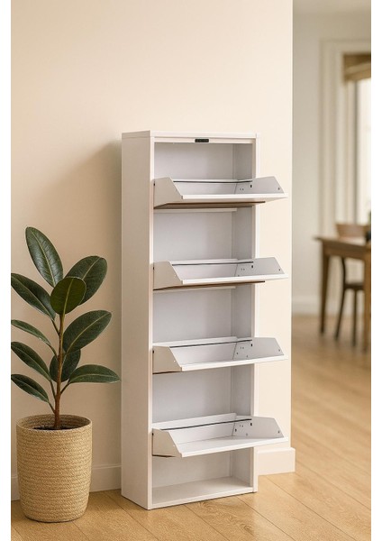 4 Lü Ahşap Desenli Metal Ayakkabılık Karlı Home modelleri