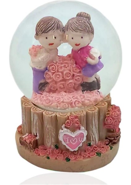 Sevgi Temalı Çift Işıklı Kar Küresi