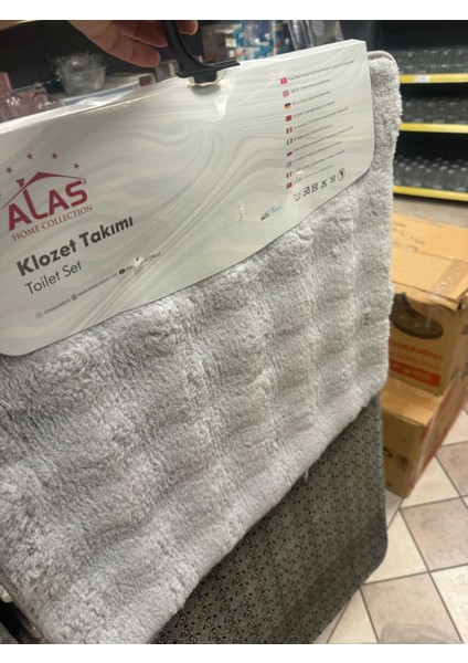 Gri Banyo Paspas ve Klozet Takımı, Şık ve Kullanışlı Tuvalet Seti indirimleri