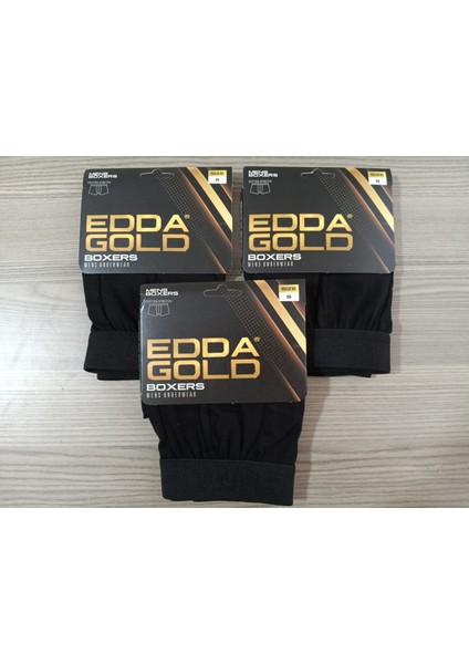 Gold Penye Kumaş Likralı Erkek Boxer - Siyah - Small - 3lü