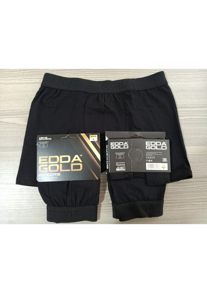 Gold Penye Kumaş Likralı Erkek Boxer - Siyah - Small - 3lü fırsatları