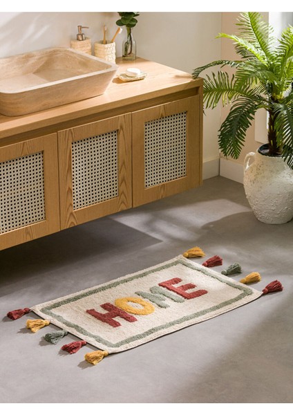 Renkli Nakışlı Püsküllü Banyo Paspası 50X80 Cm, Şık ve Konforlu Alternatif