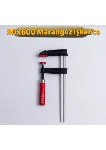 F Tipi Güçlü Marangoz Işkence Sıkıştırma Mengene Kıskaç 80X600 mm