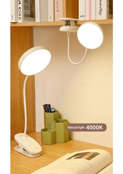 Şarjlı Usb'li Dokunmatik Masa Lambası, Yuvarlak, Beyaz, Renkli, 3 Mod.