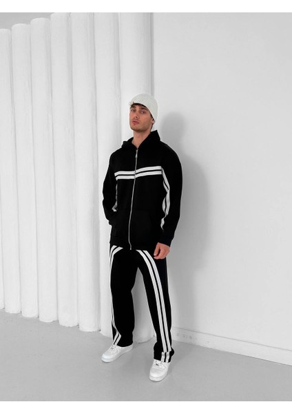 Alt-Üst Oversize Pamuklu Dokumalı 3iplik Kışlık Eşofman Takımı