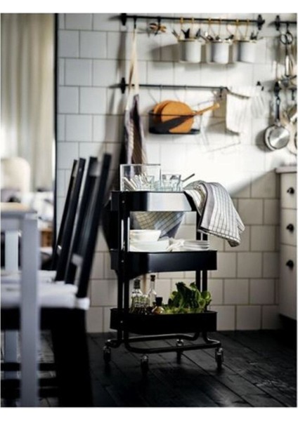 Siyah Renkli Servis Arabası, Kullanışlı ve Şık Tasarım