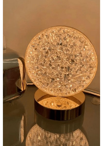 Renkli Yuvarlak LED Gece Lambası, Dokunmatik, Şarjlı, Masa ve Yatak Odası Aydınlatması